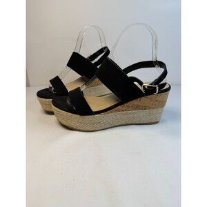 Coconuts by Matisse Espadrille Cork Wedge Sandals Women Size 8.5M Black Shoes